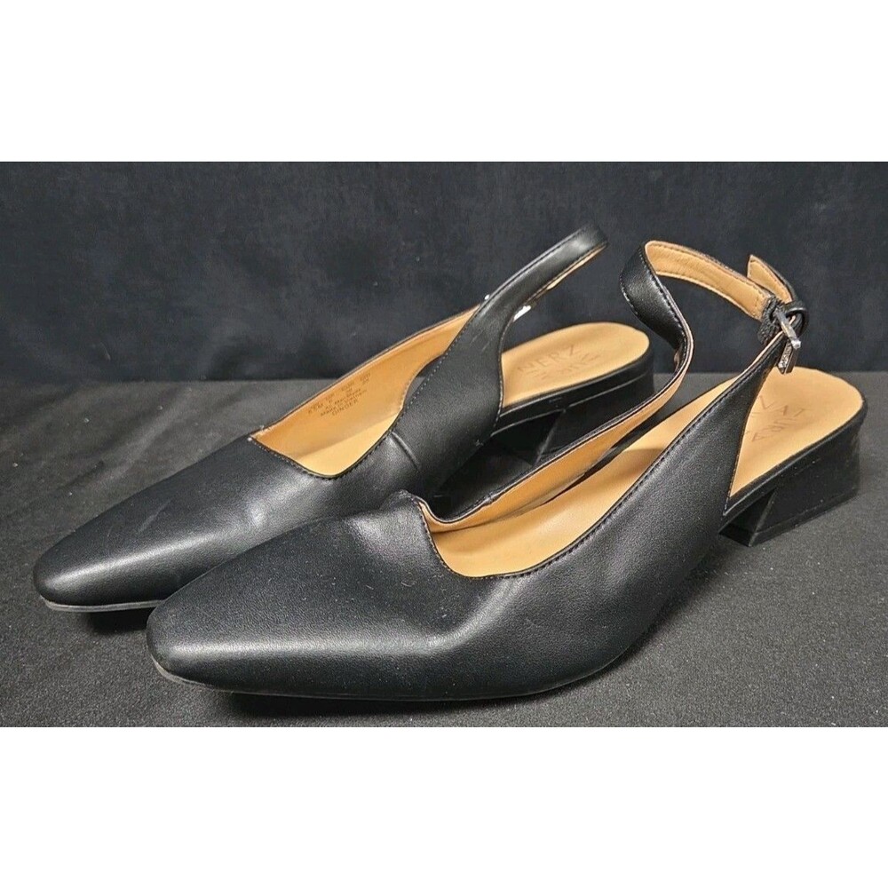 Naturalizer Ginger Snip Toe Slingbacks Pump Black Smooth Women's Size 8.5 W
